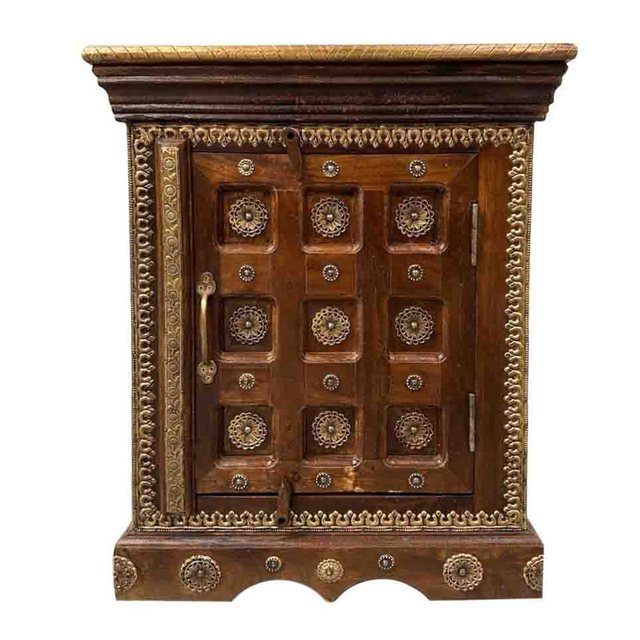 Oriental Galerie Mehrzweckschrank Indischer Nachttisch mit Tür Braun/Gold N günstig online kaufen
