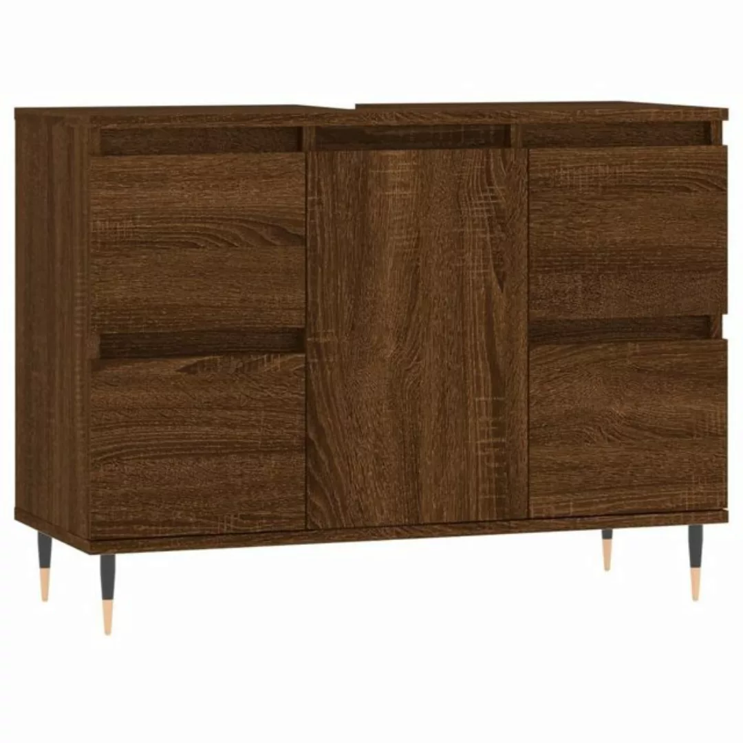 vidaXL Waschbeckenunterschrank Badschrank Braun Eichen-Optik 80x33x60 cm Ho günstig online kaufen