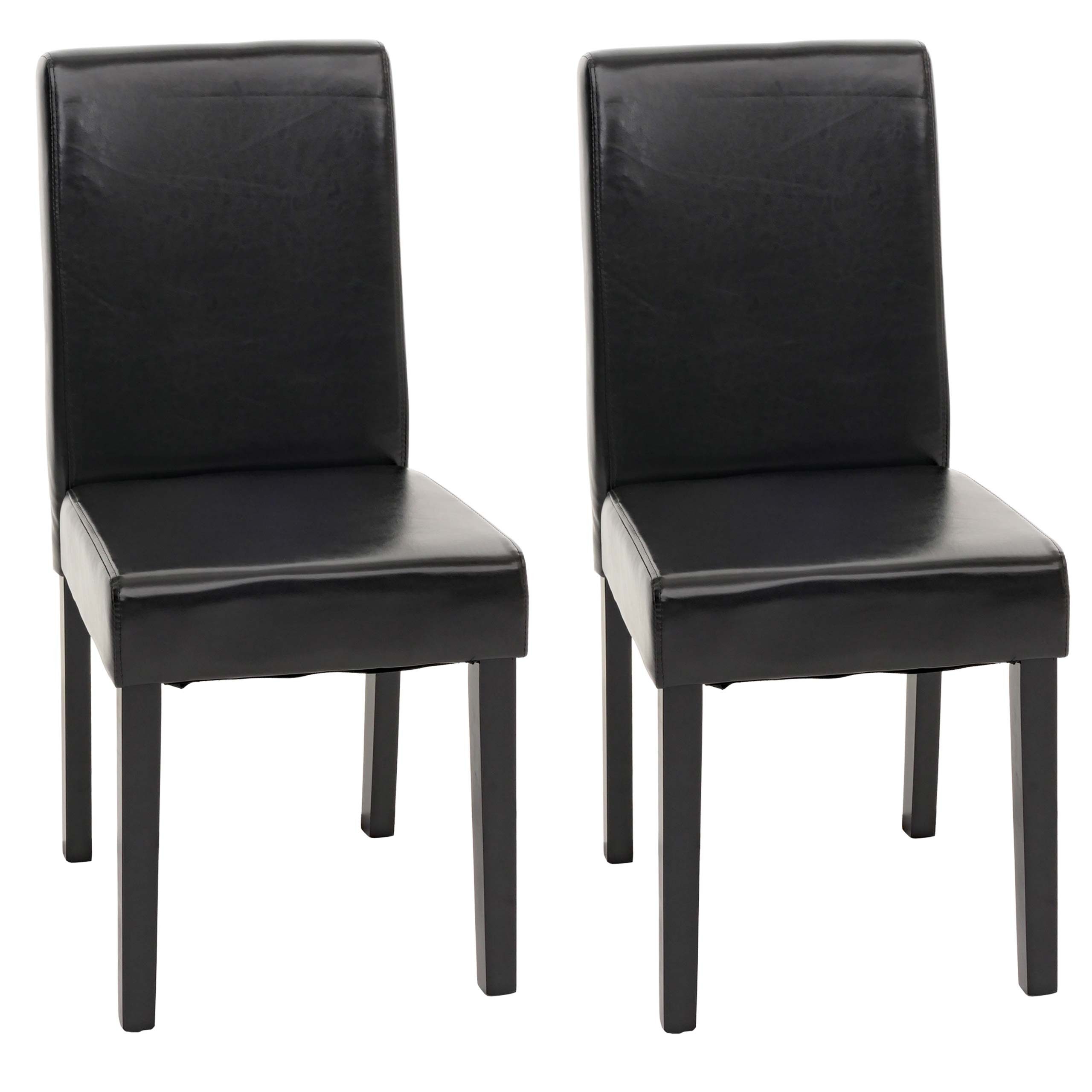 MCW Esszimmerstuhl Littau 2er-Set Leder Schwarz Dunkle Beine günstig online kaufen