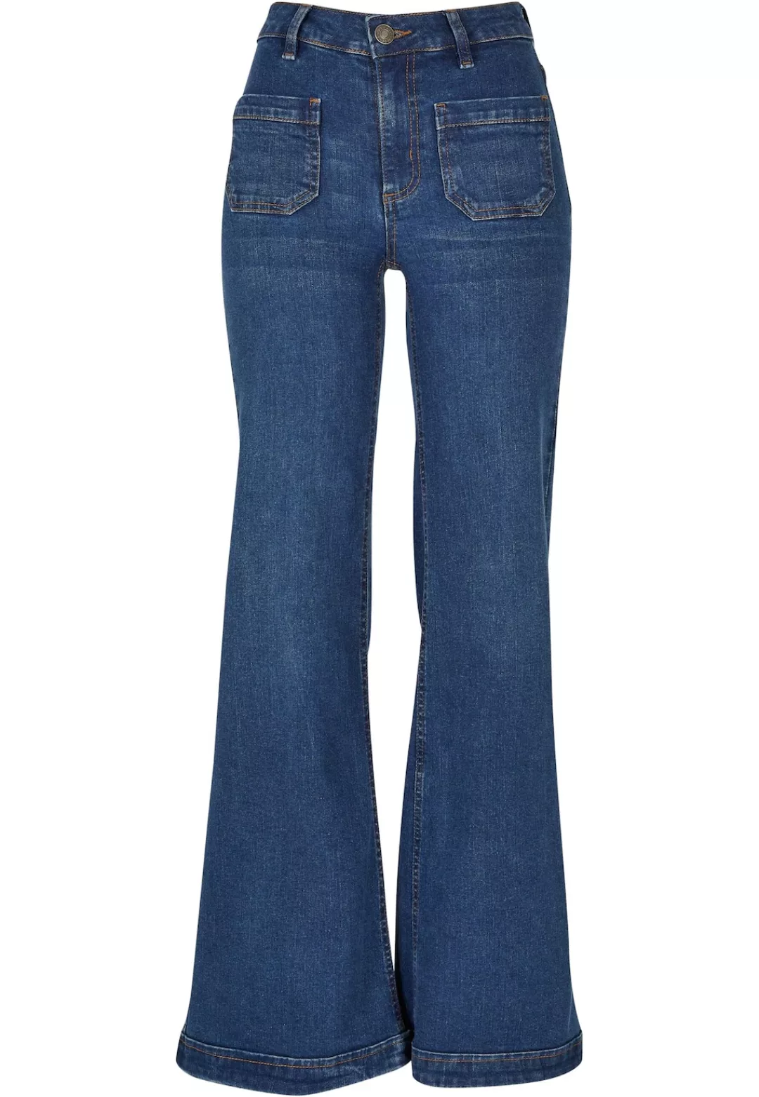 URBAN CLASSICS Stoffhose "Urban Classics Damen Ladies Vintage Flared Denim günstig online kaufen