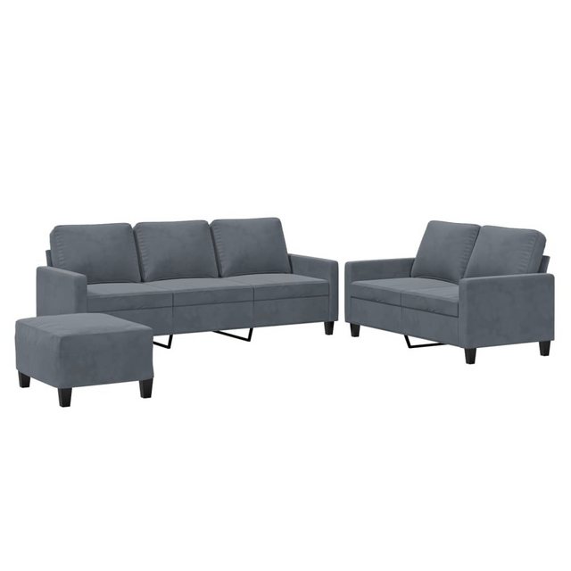 vidaXL Sofa Sofagarnitur Set mit Kissen Samt, 3-tlg., Dunkelgrau günstig online kaufen