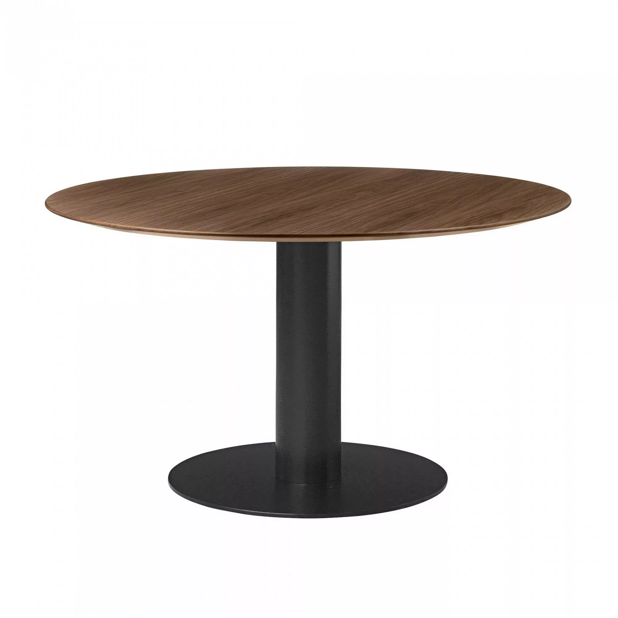 Gubi - 2.0 Dining Table Gestell schwarz Ø130cm - Walnuss/Tischplatte Walnus günstig online kaufen