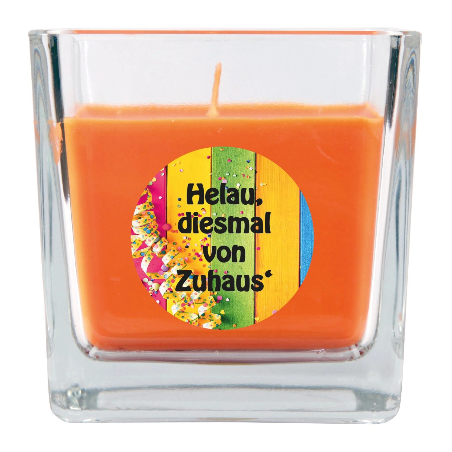 HS Candle Duftkerze & Glas Karneval Orange Viereck 50h günstig online kaufen