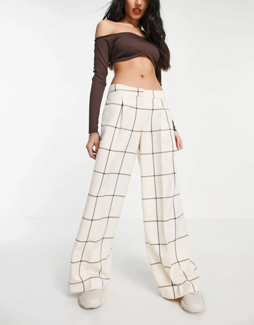 ASOS DESIGN – Low Rider Mansy – Karierte Hose-Mehrfarbig günstig online kaufen