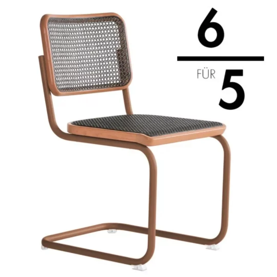 THONET S 32 V Dark Melange altrosa | Stahlrohr-Freischwinger | Gestell altr günstig online kaufen