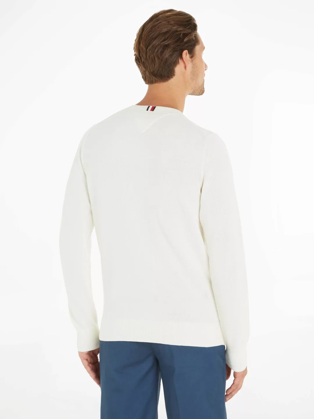 Tommy Hilfiger Longpullover CHAIN RIDGE STRUCTURE C NECK mit Rundhalsaussch günstig online kaufen