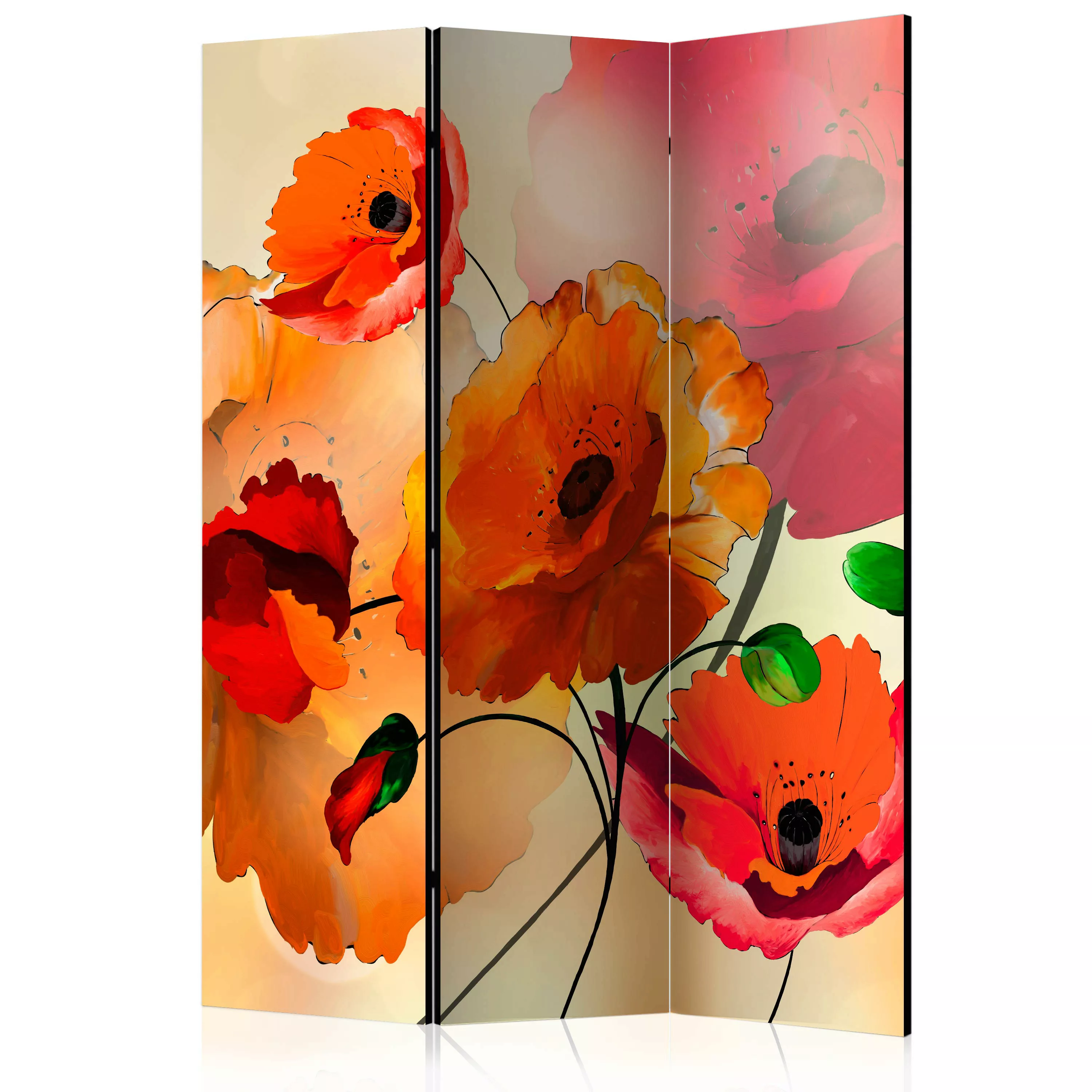 3-teiliges Paravent - Velvet Poppies [room Dividers] günstig online kaufen