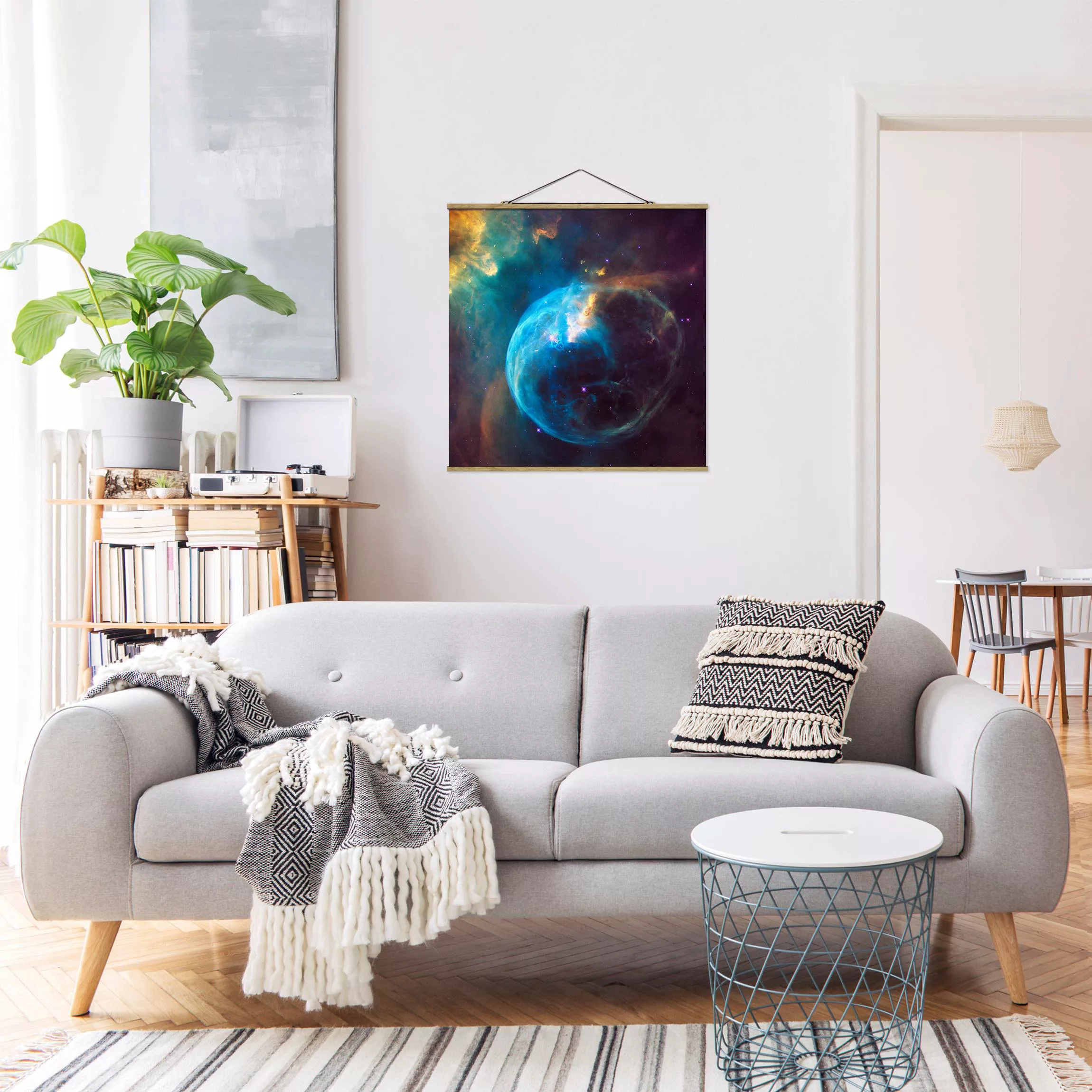 Stoffbild mit Posterleisten NASA Fotografie Bubble Nebula günstig online kaufen