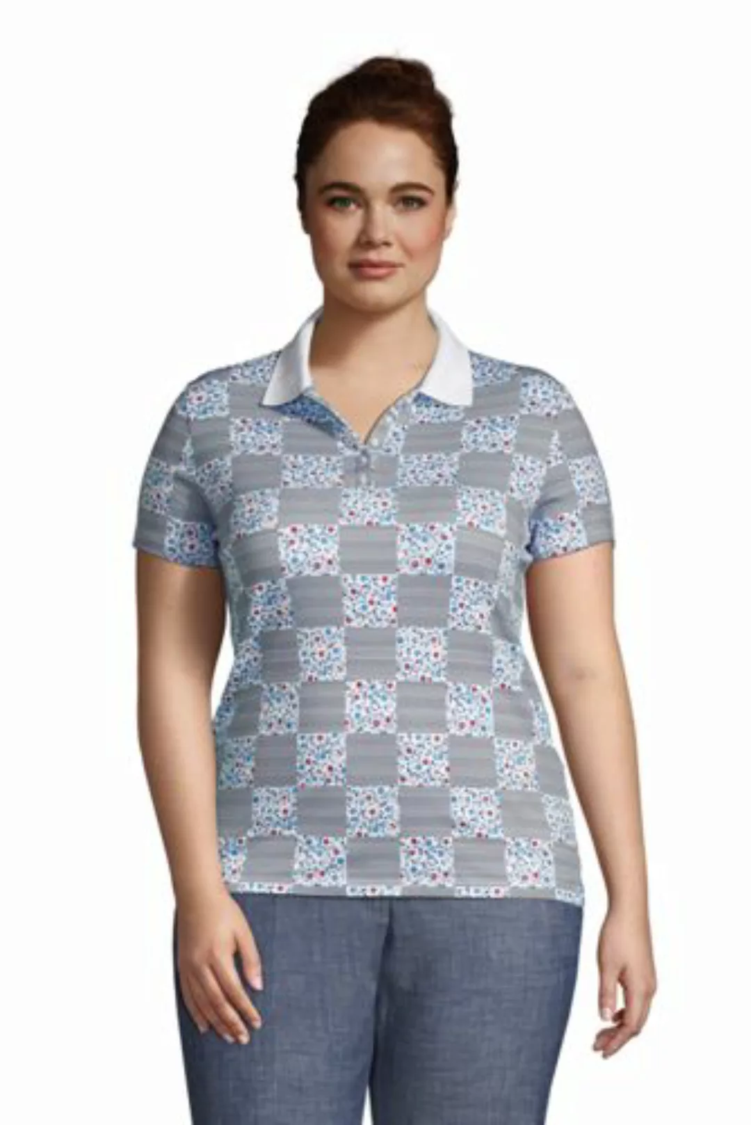 Supima-Poloshirt in großen Größen, Damen, Größe: 56-58 Plusgrößen, Weiß, Ba günstig online kaufen
