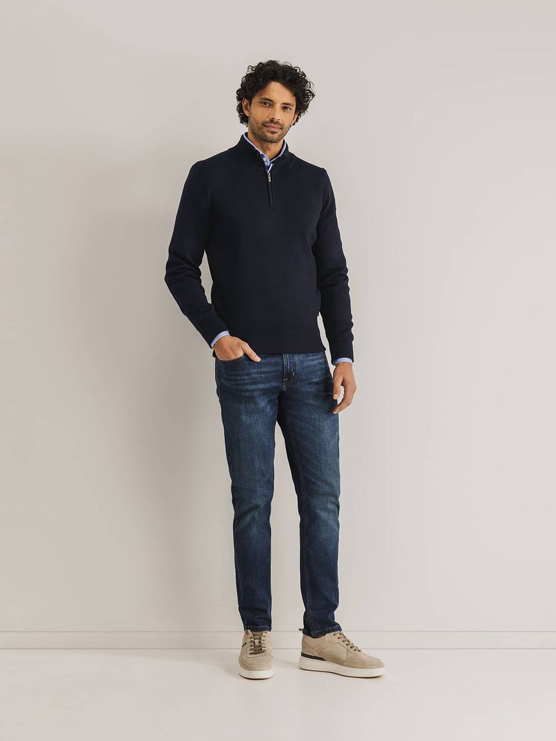 State Of Art Half Zip Pullover Wool Blend Navy - Größe M günstig online kaufen