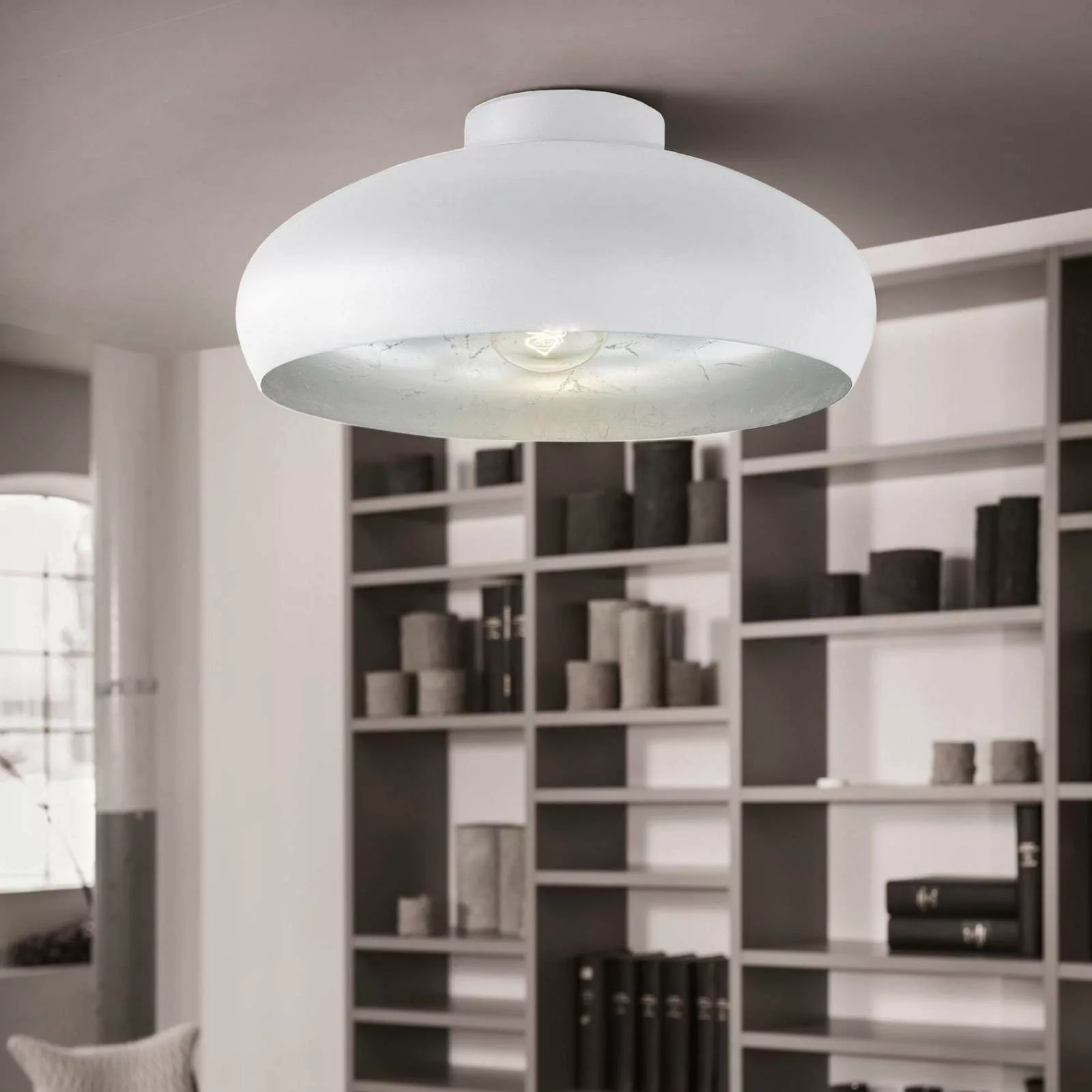 Deckenlampe Mogano aus Metall, Ø40cm, weiß günstig online kaufen