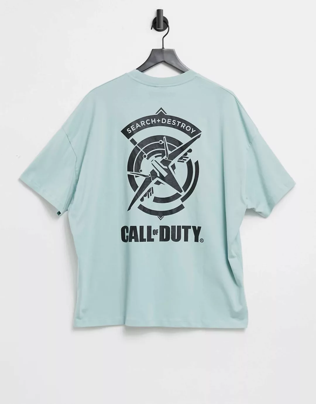 ASOS DESIGN – Oversize-T-Shirt mit „Call of Duty“-Print hinten in Hellblau- günstig online kaufen