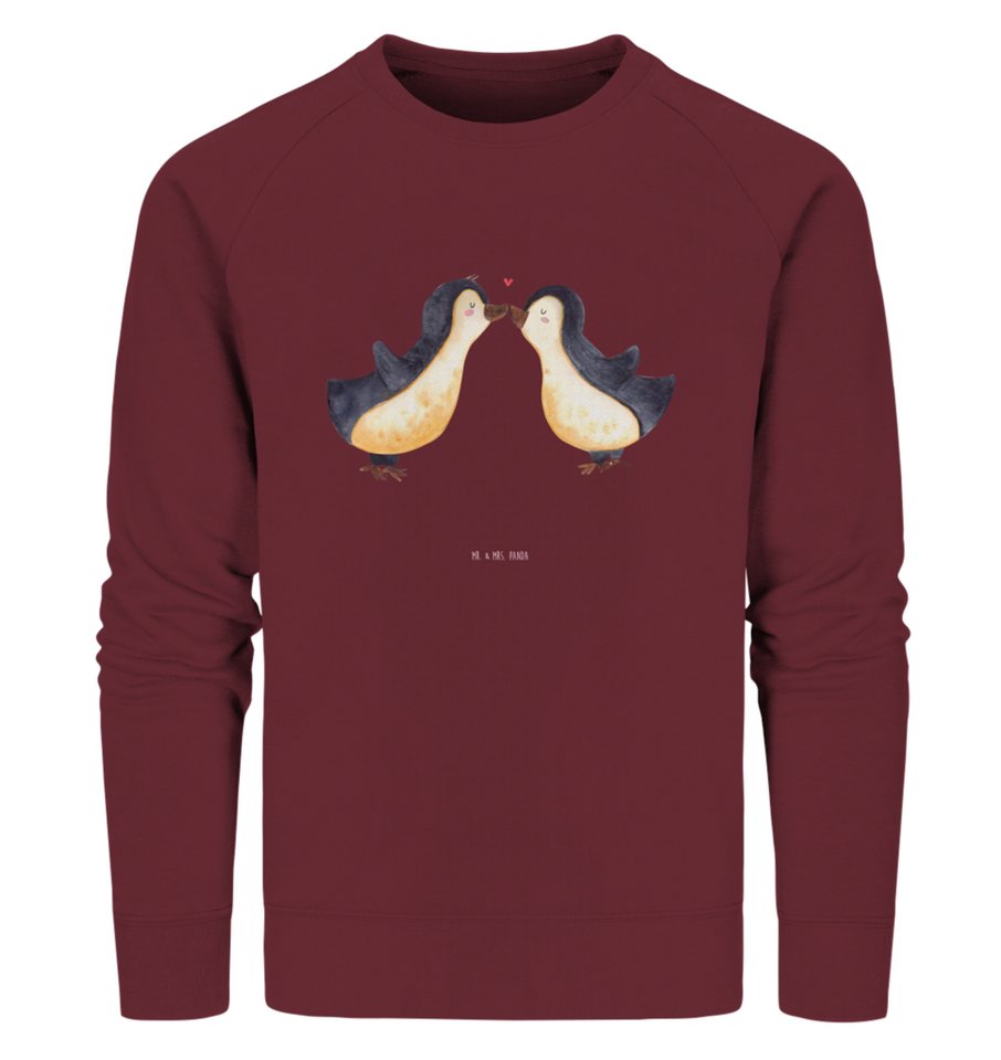 Mr. & Mrs. Panda Longpullover Größe S Pinguine Kuss - Burgundy - Geschenk, günstig online kaufen