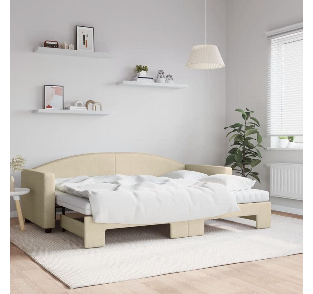 vidaXL Gästebett Gästebett Tagesbett Ausziehbar mit Matratzen Creme 80x200 günstig online kaufen