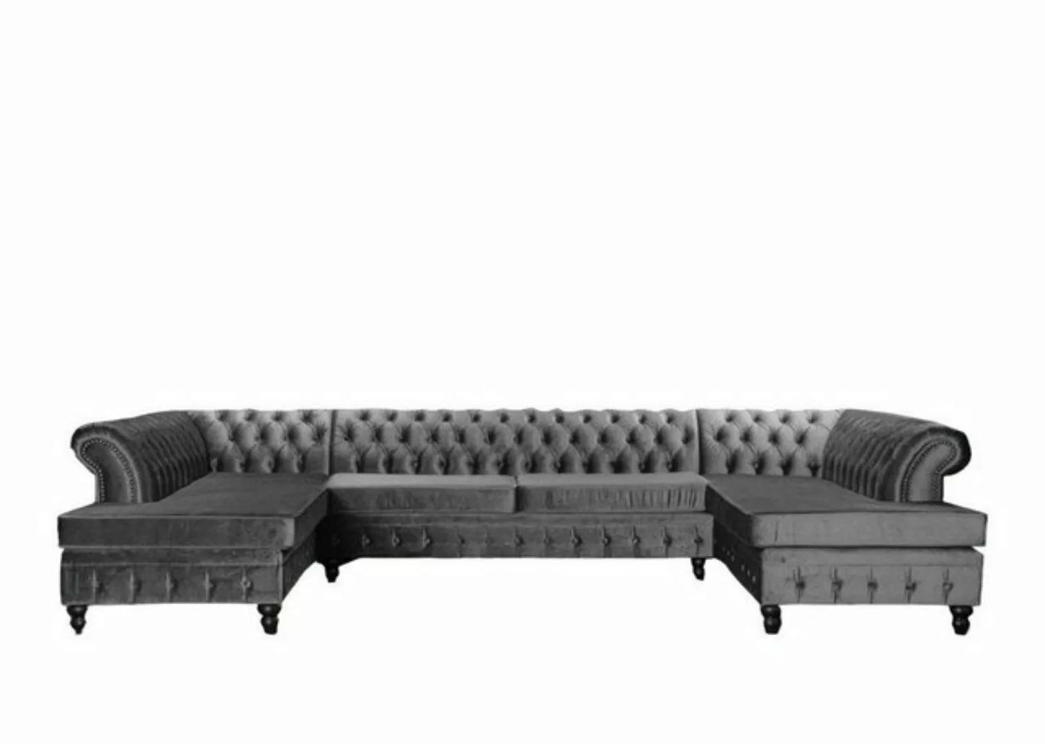 Xlmoebel Ecksofa Grau Chesterfield Dreisitzer Premium Wohnzimmermöbel Neu S günstig online kaufen