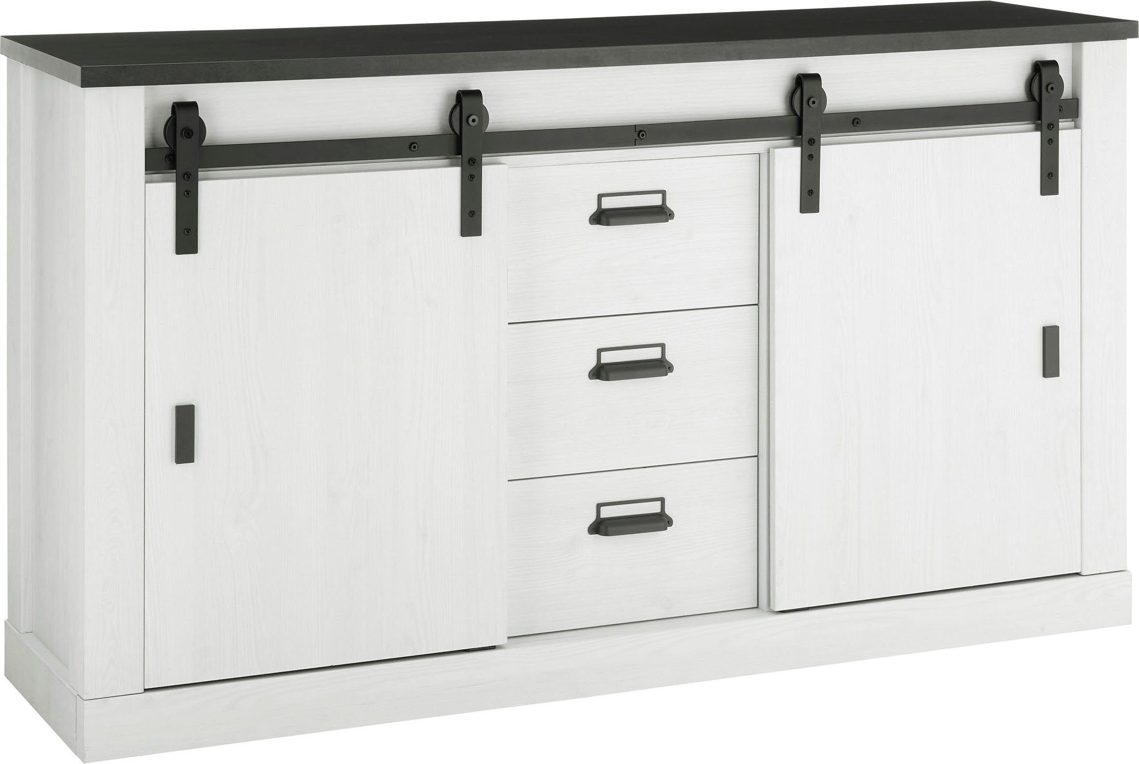Home affaire Sideboard "SHERWOOD", Holz Dekor, mit Scheunentorbeschlag und günstig online kaufen