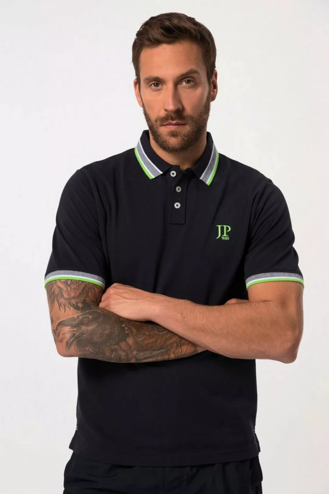 JP1880 Poloshirt Poloshirt Halbarm Piqué Streifenbündchen bis 8 XL günstig online kaufen