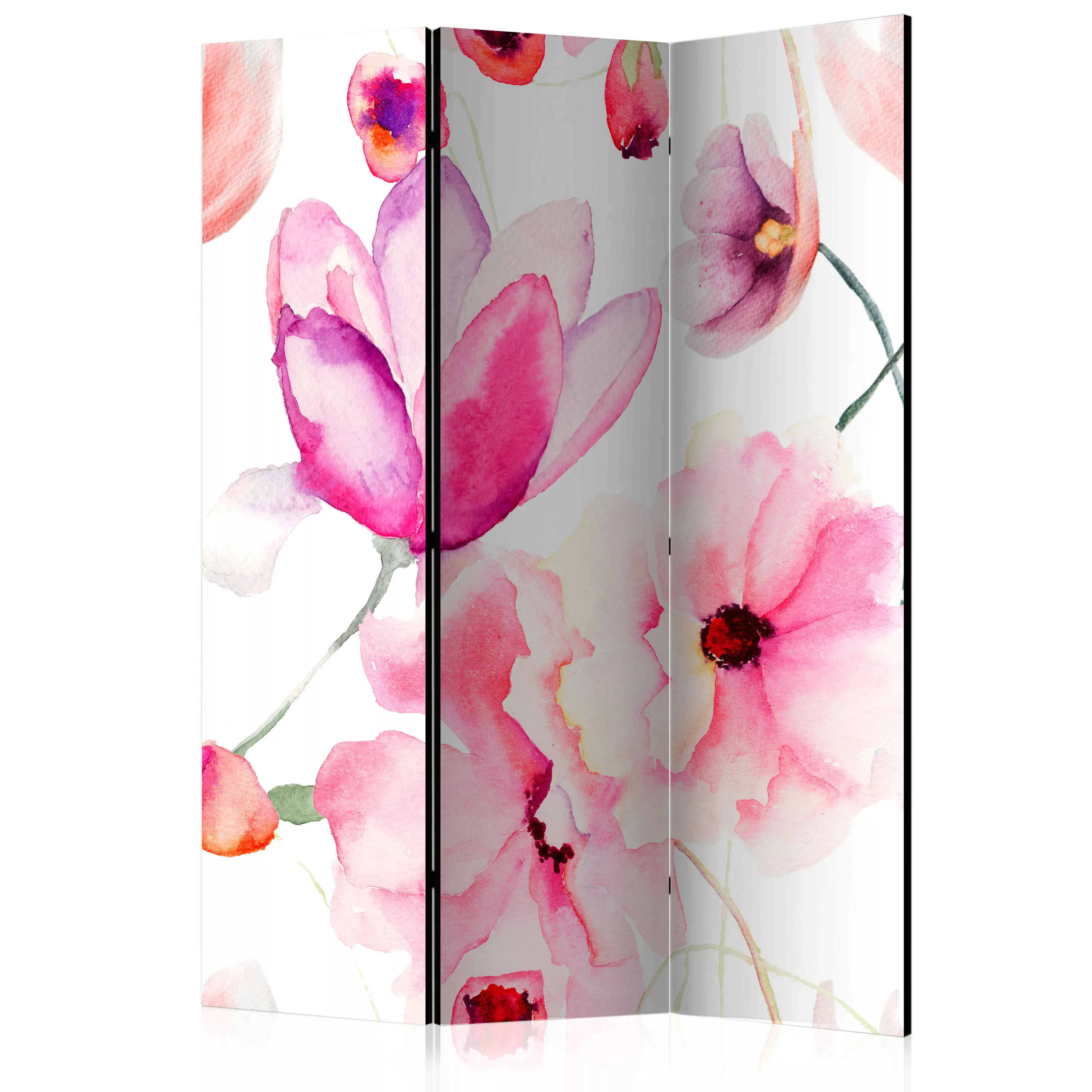 3-teiliges Paravent - Pink Flowers [room Dividers] günstig online kaufen