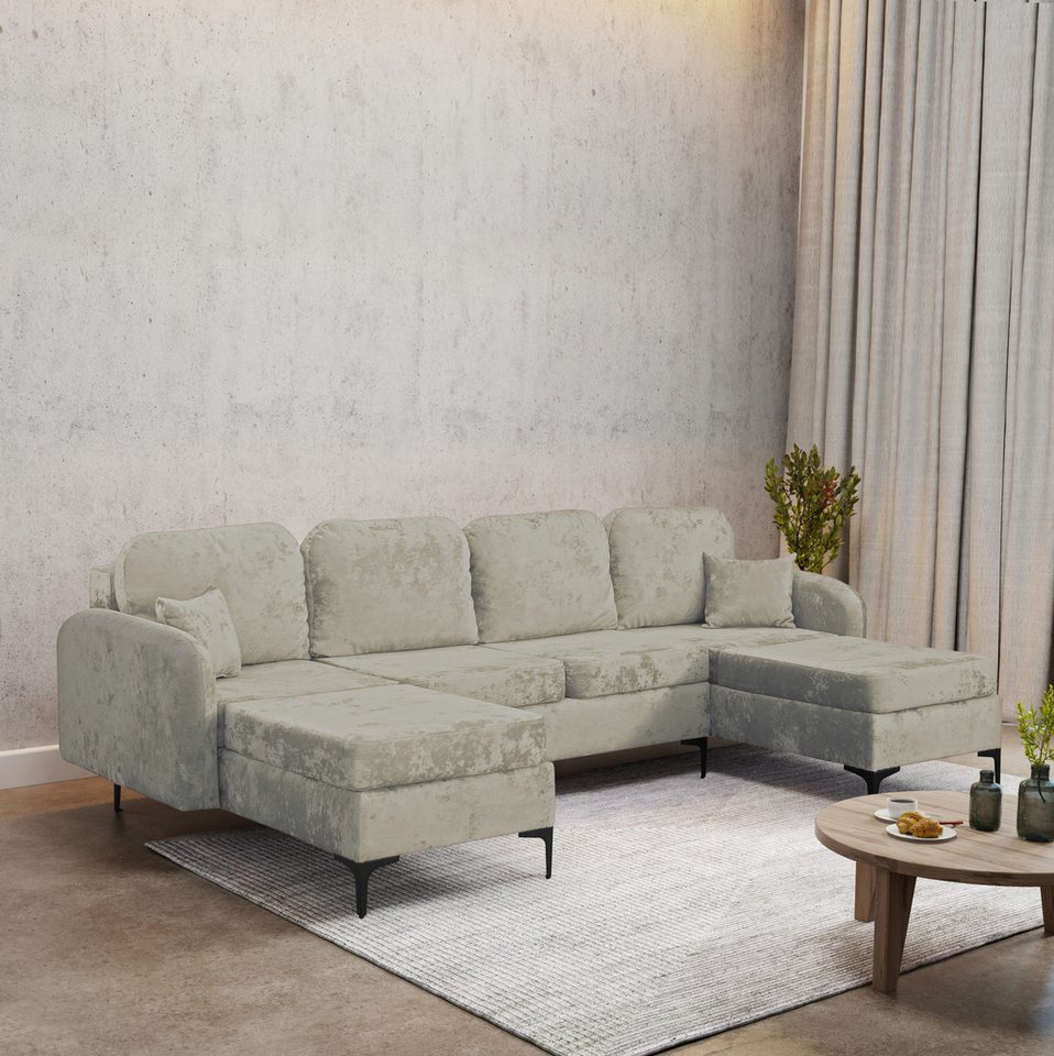 Compleo Ecksofa U -form BELLA, Klassisch, Breite: 294 cm, Metallfüße günstig online kaufen