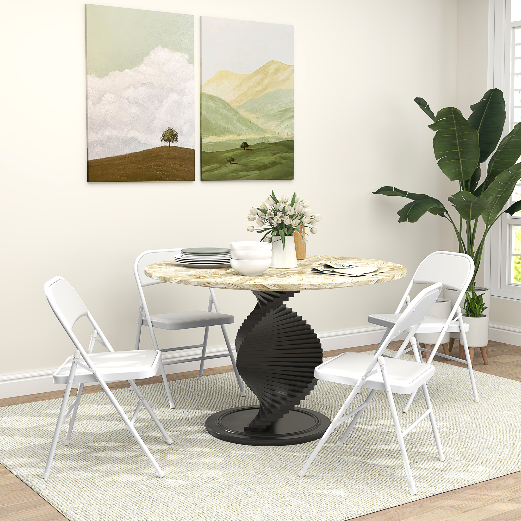 HOMCOM 4er-Set Klappstühle, Tragbare Bürostuhl mit Kissen, Kunstleder, Stah günstig online kaufen