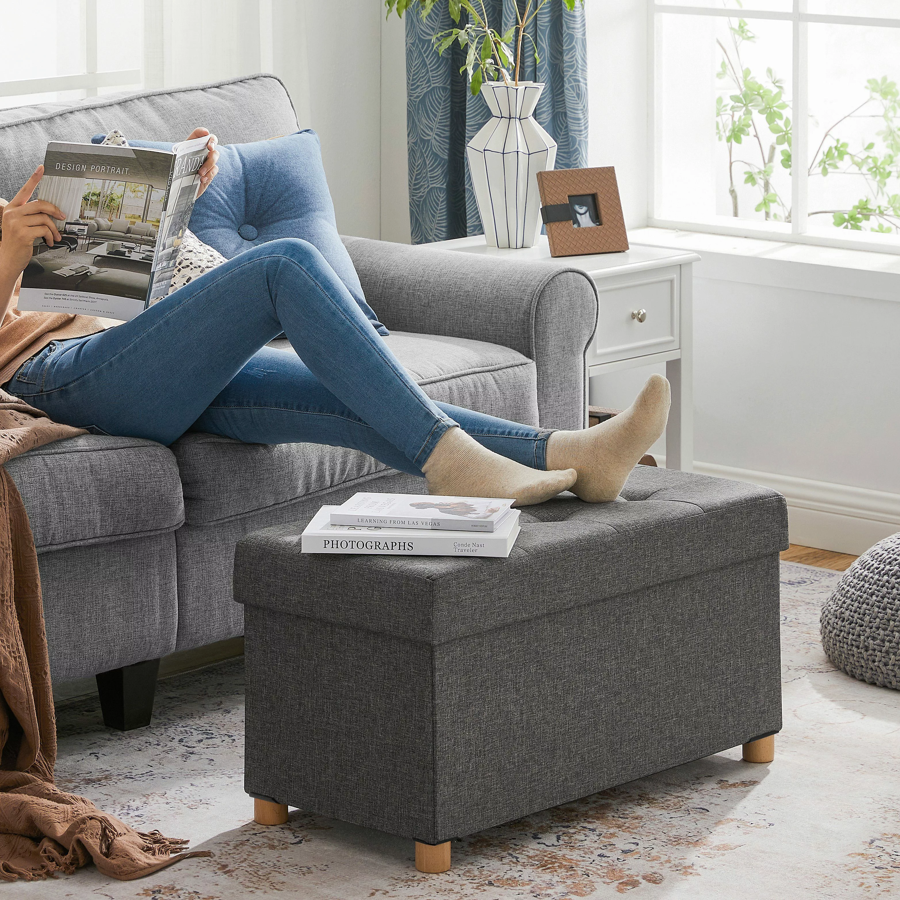 SONGMICS Sitzbank sitzhocker, 76/110cm mit Stauraum, günstig online kaufen