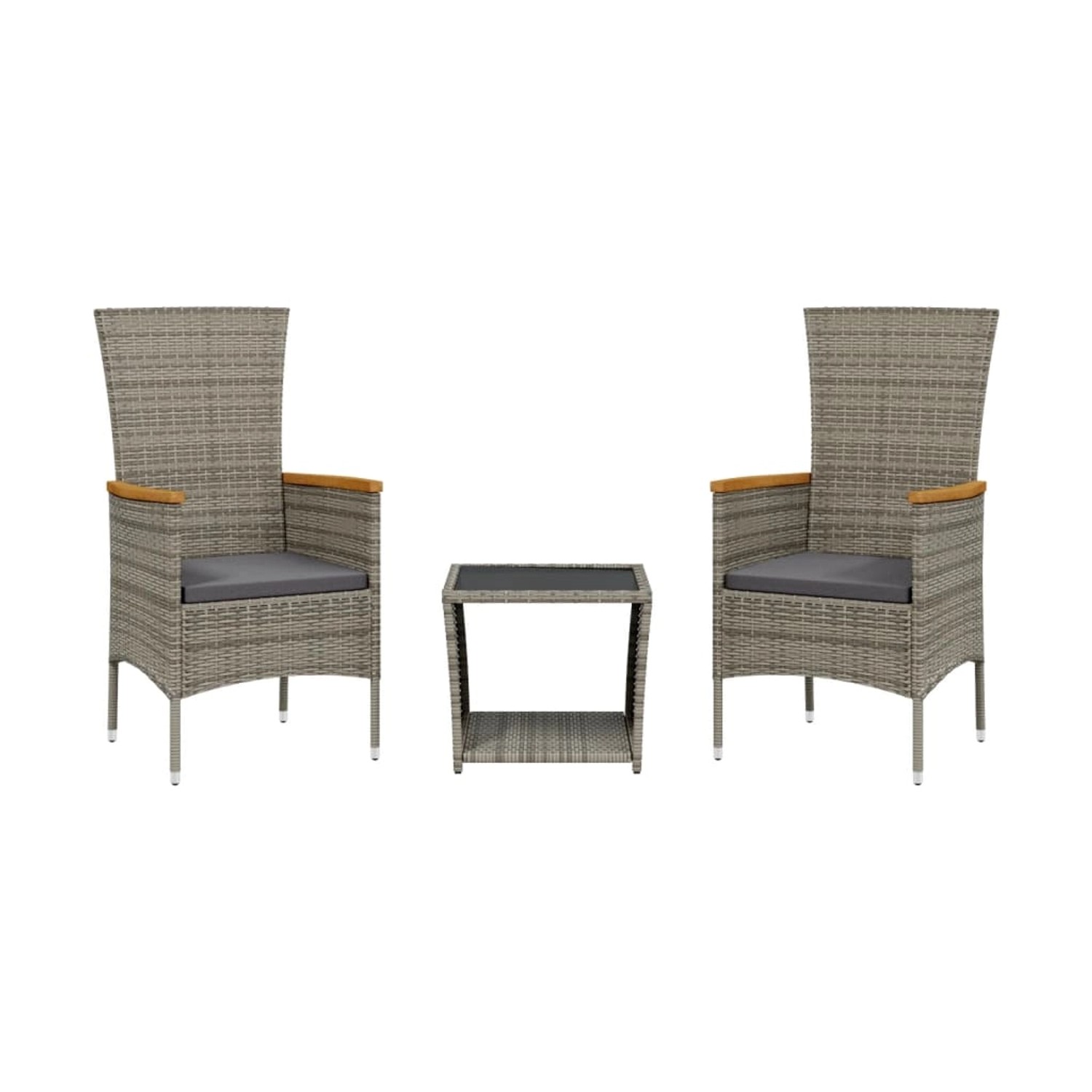 vidaXL 3-Tlg Garten-Essgruppe mit Kissen Grau Poly Rattan 3277562 günstig online kaufen