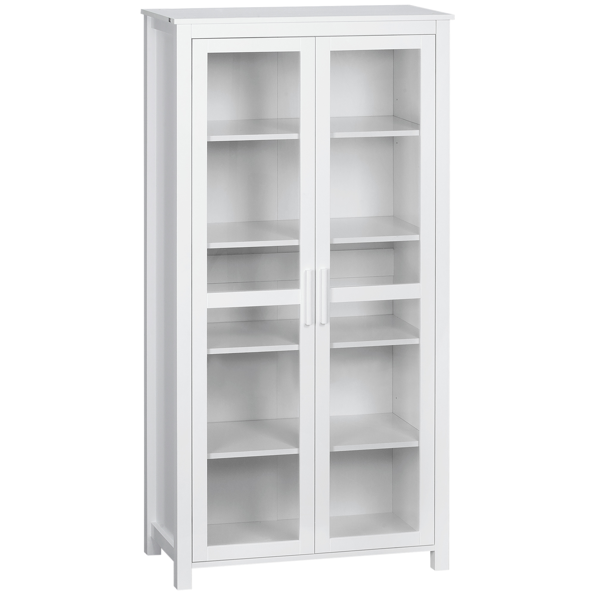 HOMCOM Küchenschrank Hochschrank Küchenbuffet mit 2 Glastüren Esszimmerschr günstig online kaufen