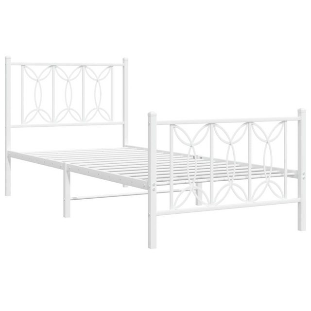 vidaXL Bett Bettgestell mit Kopf- und Fußteil Metall Weiß 90x190 cm günstig online kaufen