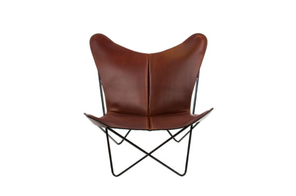 TRIFOLIUM Chair - Premiumsessel Stahl schwarz, Cognac günstig online kaufen