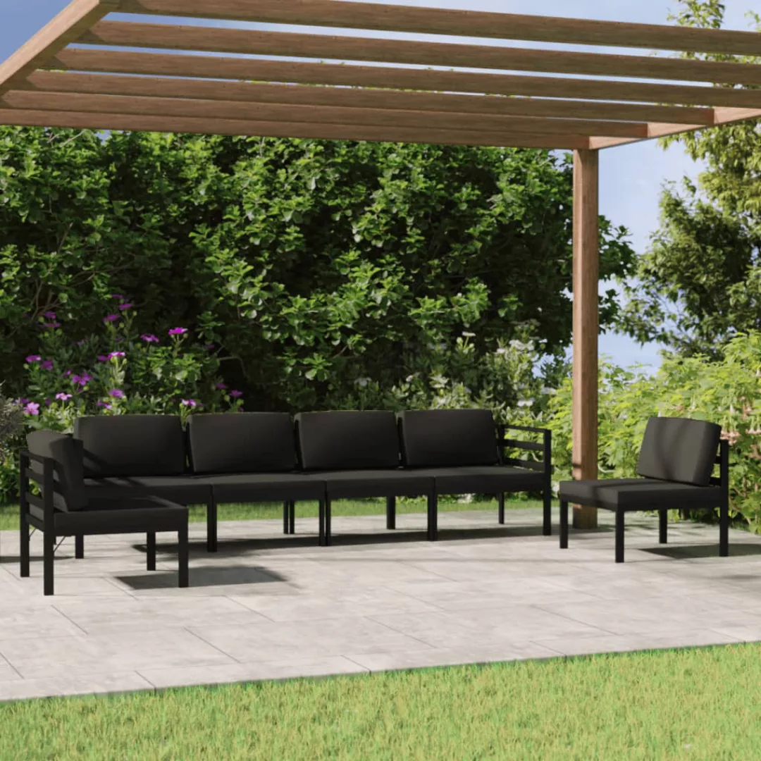 Vidaxl 6-tlg. Garten-lounge-set Mit Kissen Aluminium Anthrazit günstig online kaufen