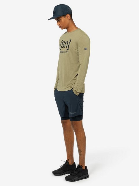 SUPER.NATURAL Langarmshirt für Herren, Merino GRID LOGO LS casual, no smell günstig online kaufen