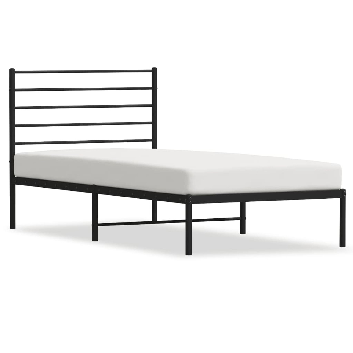 vidaXL Bettgestell Bettrahmen mit Kopfteil Metall Schwarz 90x190 cm Bett Be günstig online kaufen