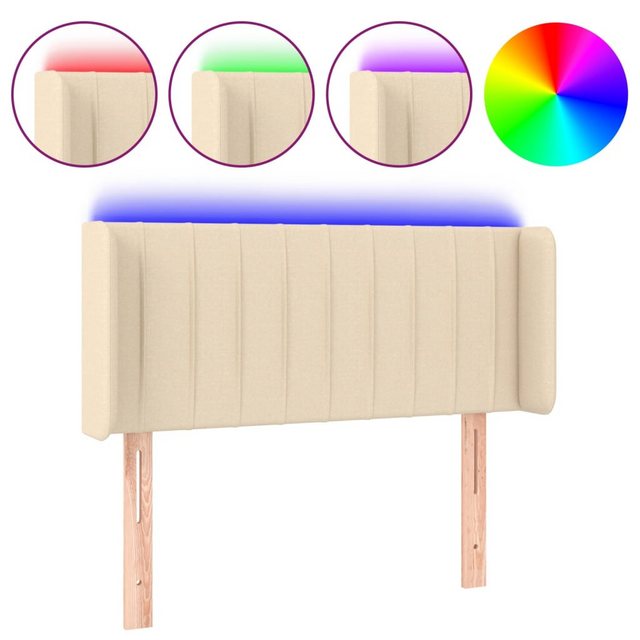 vidaXL Bett, LED Kopfteil Creme 103x16x78/88 cm Stoff günstig online kaufen