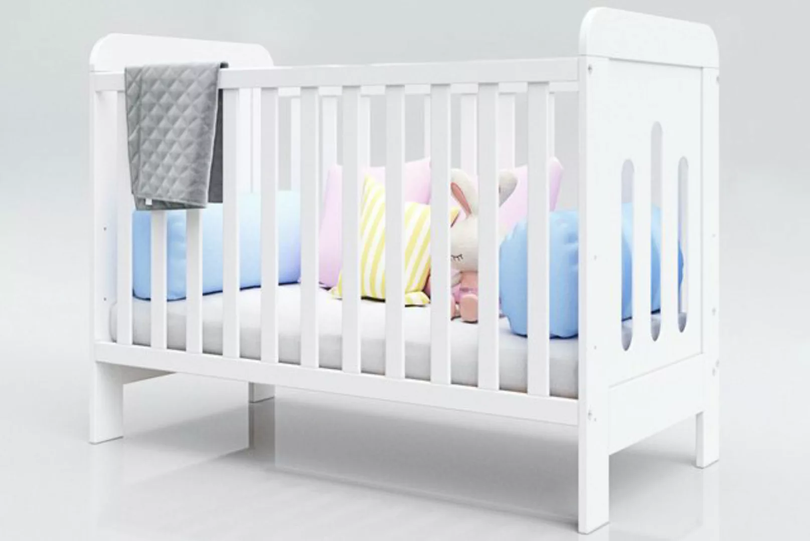 thematys Babybett 60x120cm Weiß höhenverstellbar Kinderbett mit Schublade K günstig online kaufen