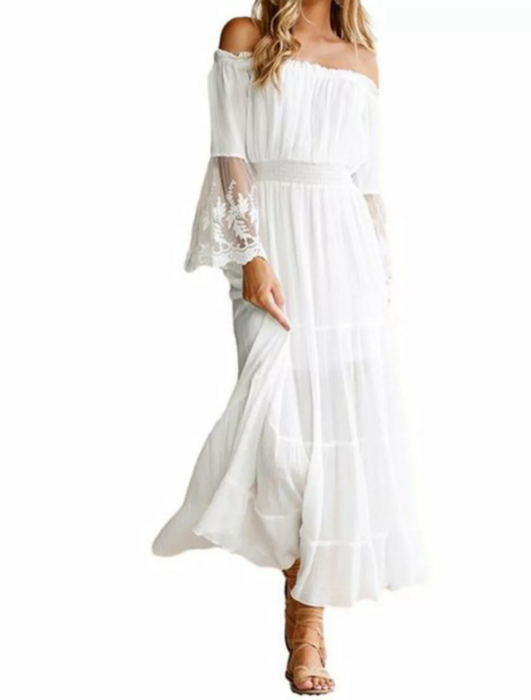 AFAZ New Trading UG Sommerkleid Einschultriges Kleid mit einfarbigem Spitze günstig online kaufen