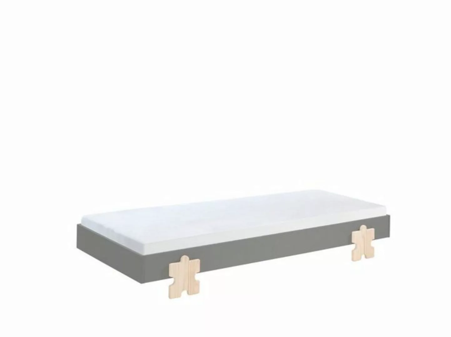 Natur24 Kinderbett Einzelbett/Stapelbett Three Modulo 90x200cm MDF Grau günstig online kaufen