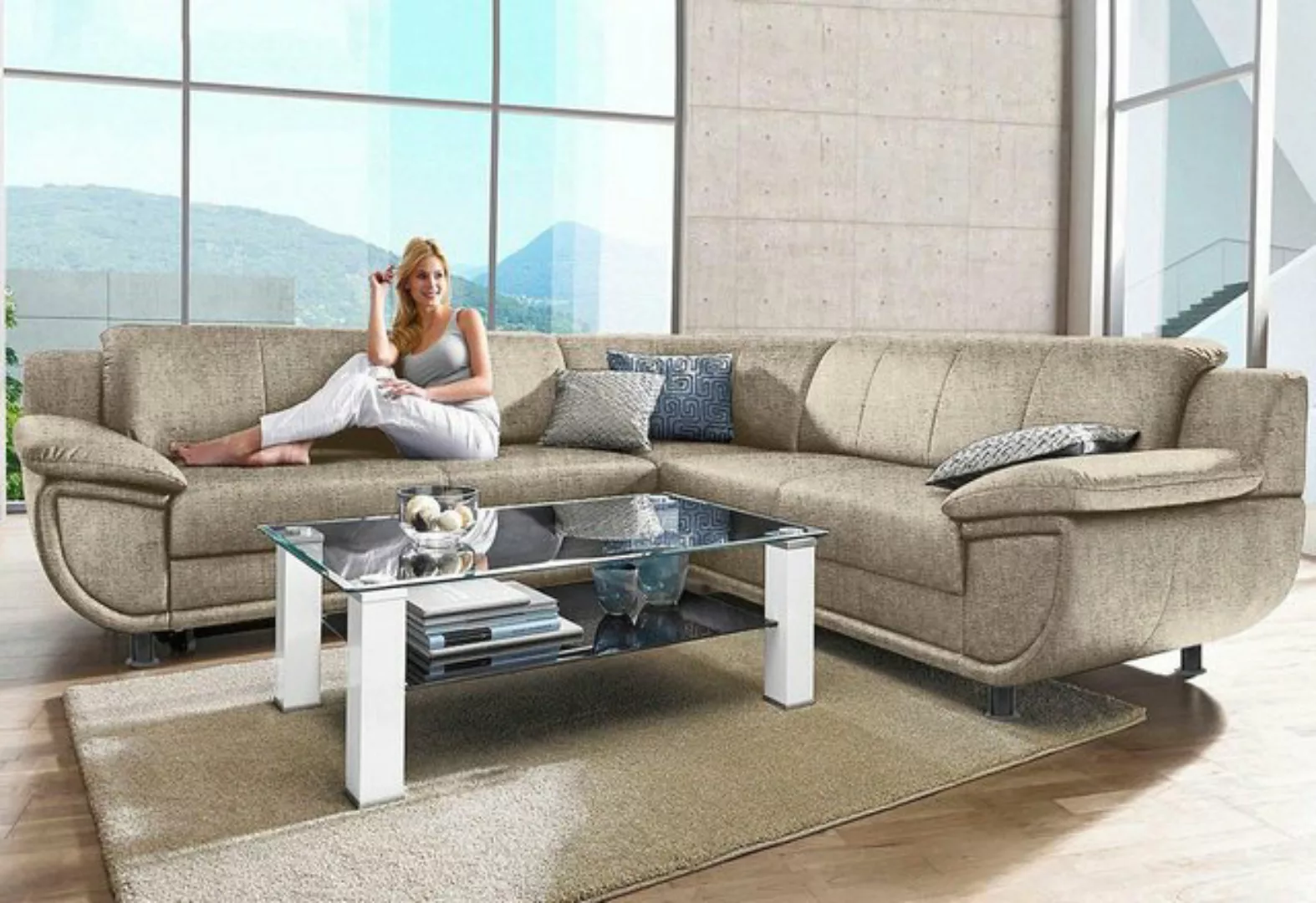 TRENDMANUFAKTUR Ecksofa "Rondo wahlweise mit Schlaffunktion, 267x247 cm (Bx günstig online kaufen