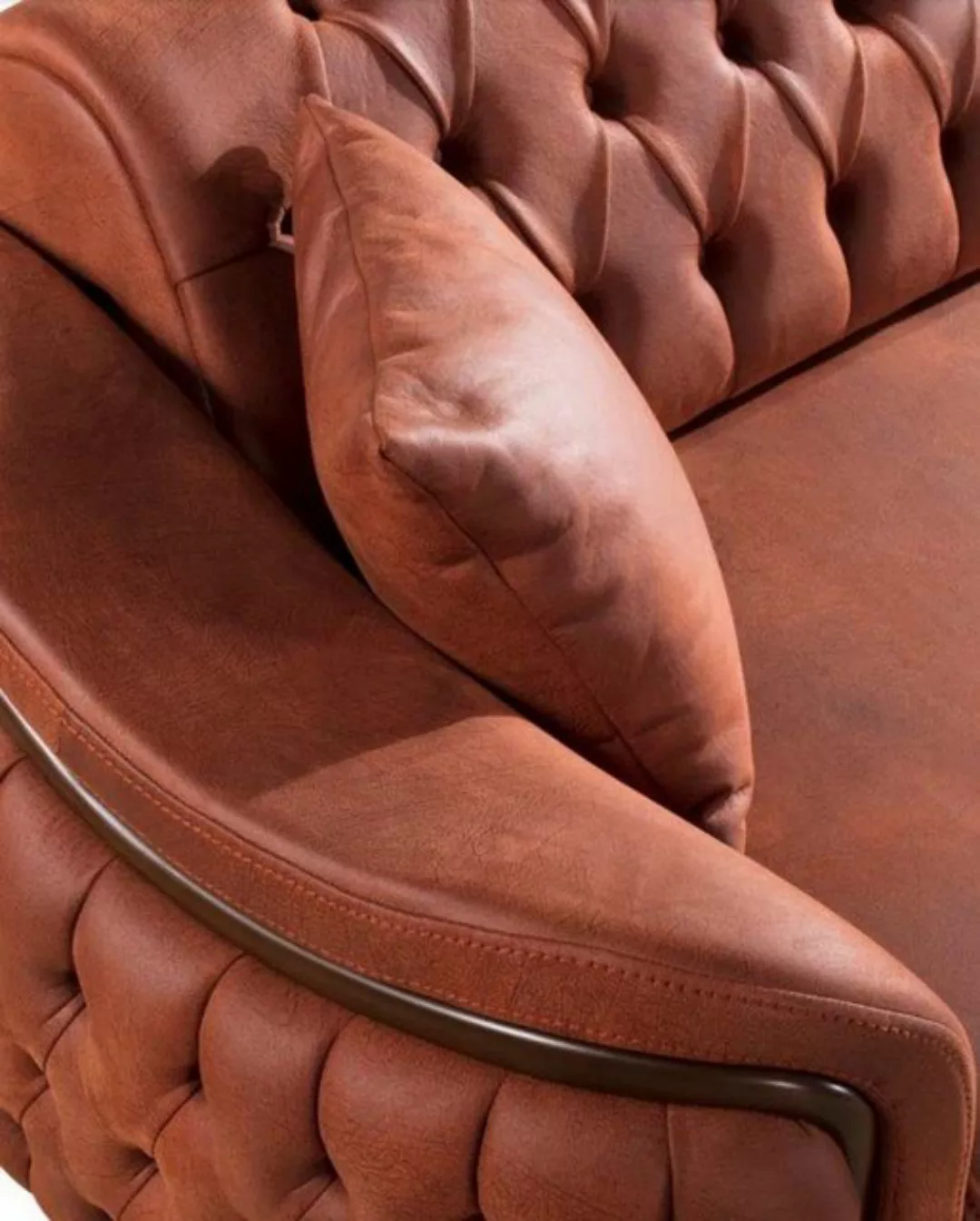 Xlmoebel Chesterfield-Sofa Orange Chesterfield Dreisitzer 3er Sofa Zeitgenö günstig online kaufen