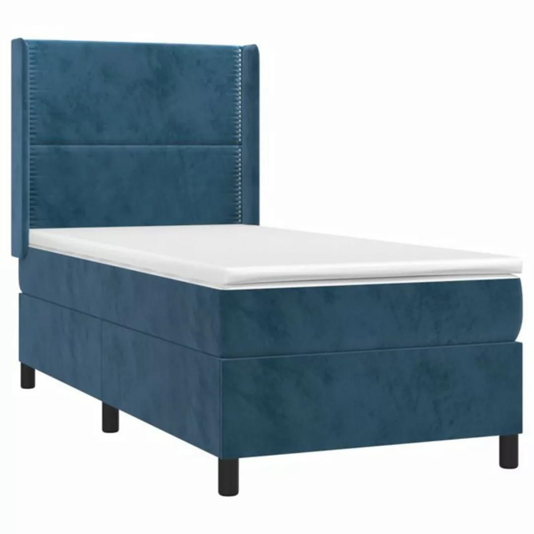 vidaXL Bettgestell Boxspringbett mit Matratze Dunkelblau 90x200 cm Samt Bet günstig online kaufen