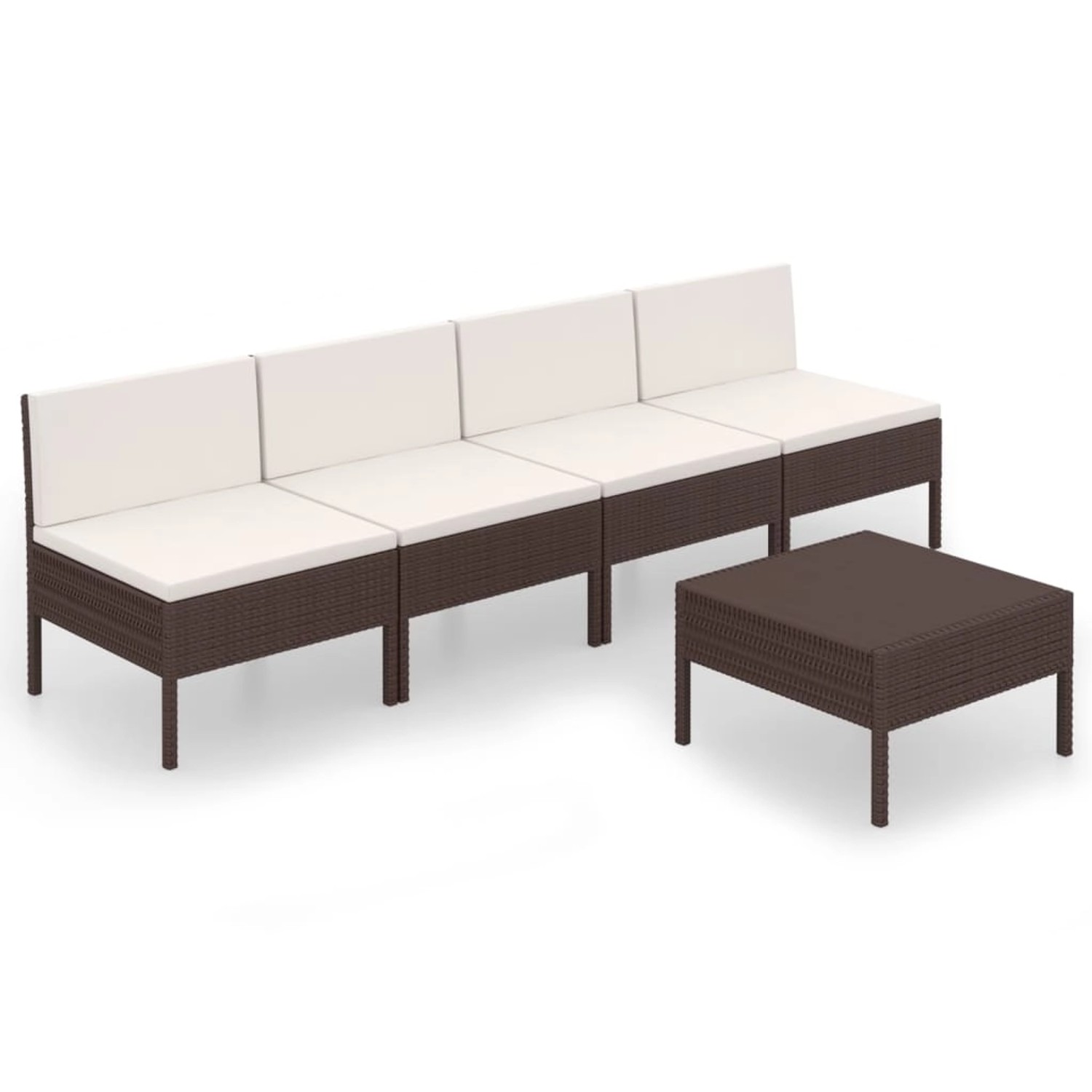 5-tlg. Garten-lounge-set Mit Auflagen Poly Rattan Braun günstig online kaufen