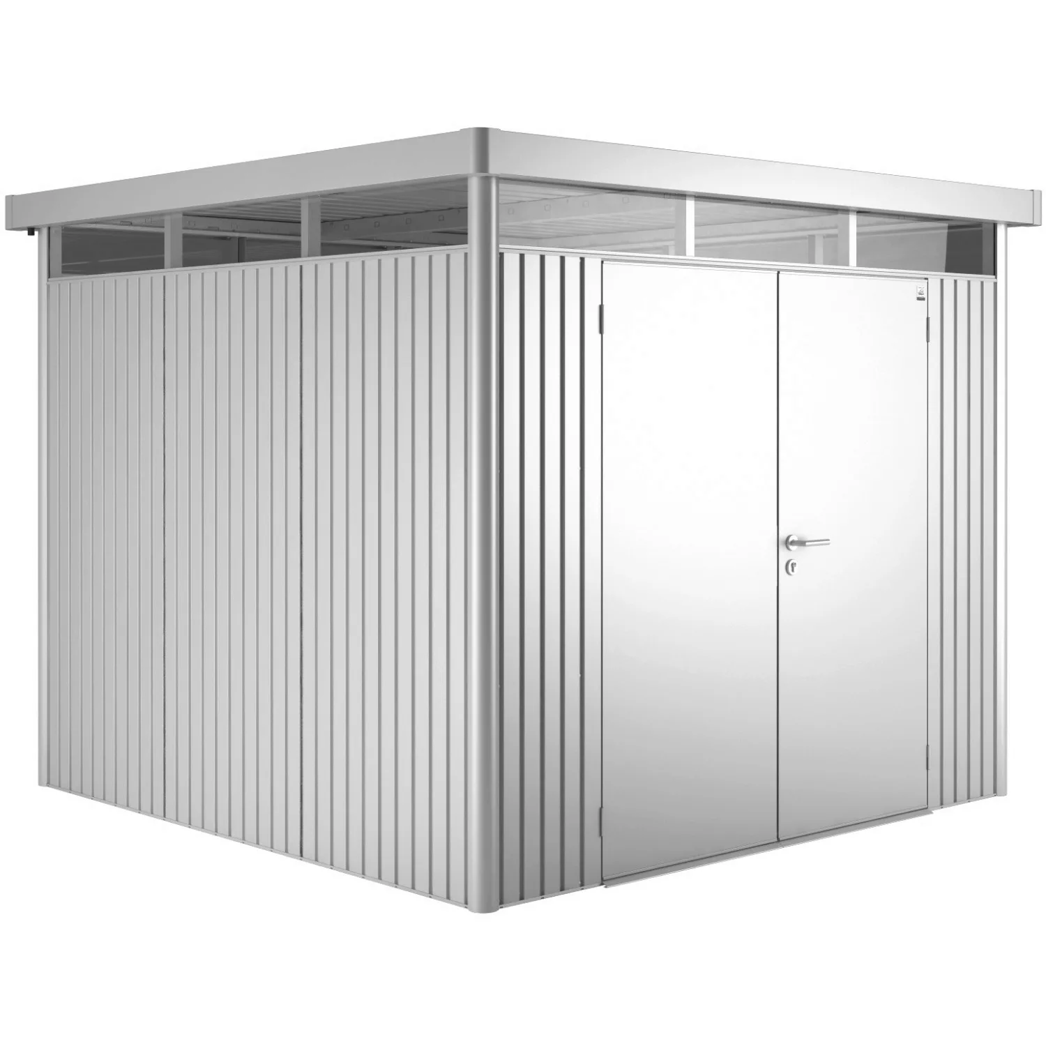 Biohort Metall-Gerätehaus HighLine Silber-Metallic 6,6 m² Doppeltür günstig online kaufen