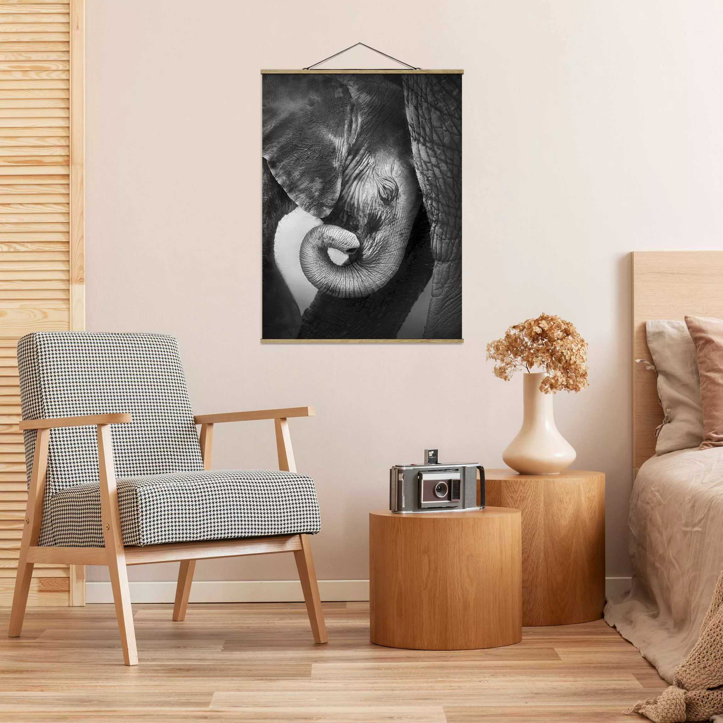 Stoffbild Tiere mit Posterleisten - Hochformat Mutterliebe günstig online kaufen
