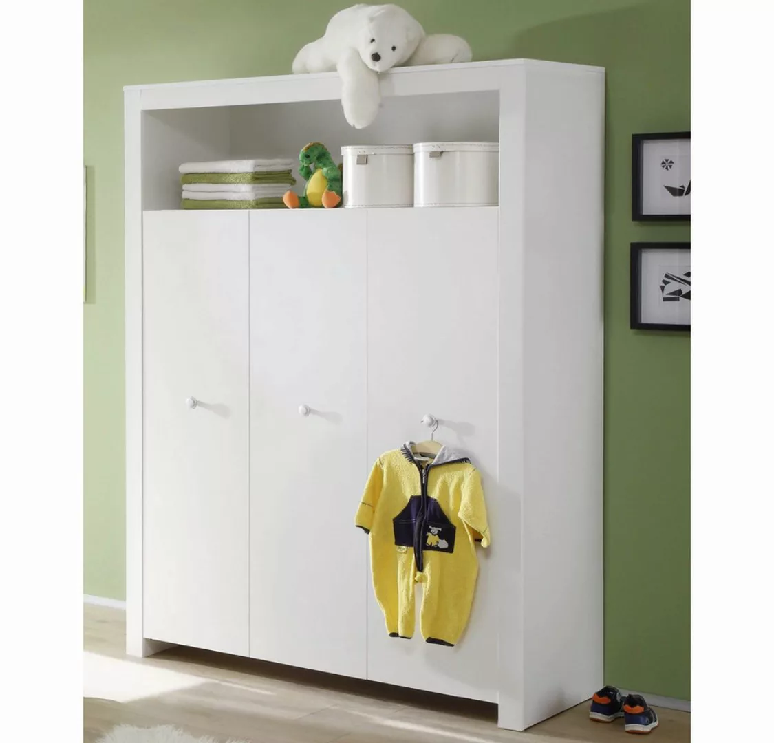 Lomadox Kleiderschrank Kinderzimmer OLBIA-19 in Weiß, B/H/T: ca. 130/186/54 günstig online kaufen