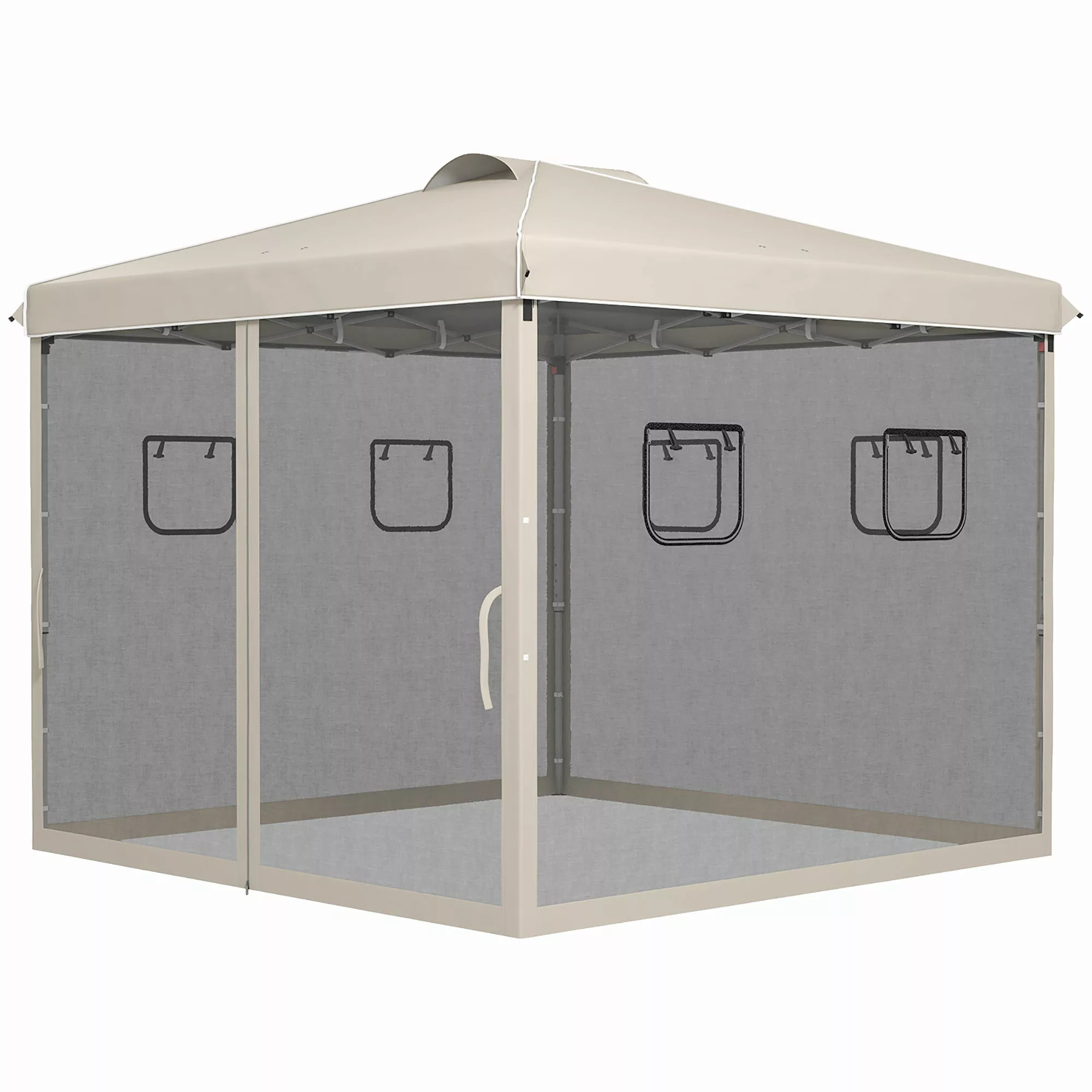 Outsunny Faltpavillon 3x3m  Pavillon mit 4 Netzvorhängen, UV-Schutz, Pop Up günstig online kaufen