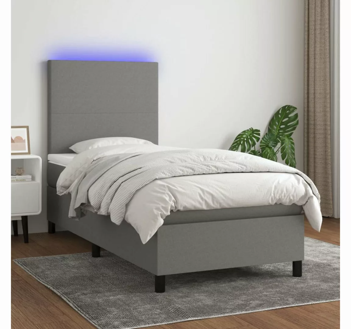 vidaXL Boxspringbett Bett Boxspringbett mit Matratze & LED Stoff (100 x 200 günstig online kaufen