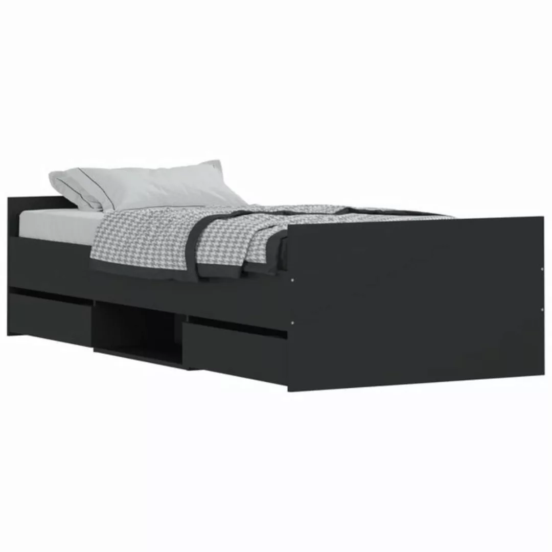furnicato Bett Bettgestell mit Kopf- und Fußteil Schwarz 90x190 cm günstig online kaufen