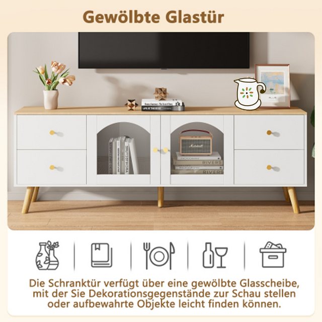 XDOVET TV-Schrank TV-Schrank mit Stauraum, Dekoschrank mit 2 Seitentüren Ha günstig online kaufen