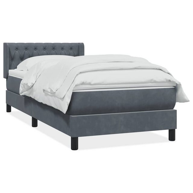 vidaXL Boxspringbett, Boxspringbett mit Matratze Dunkelgrau 100x220 cm Samt günstig online kaufen