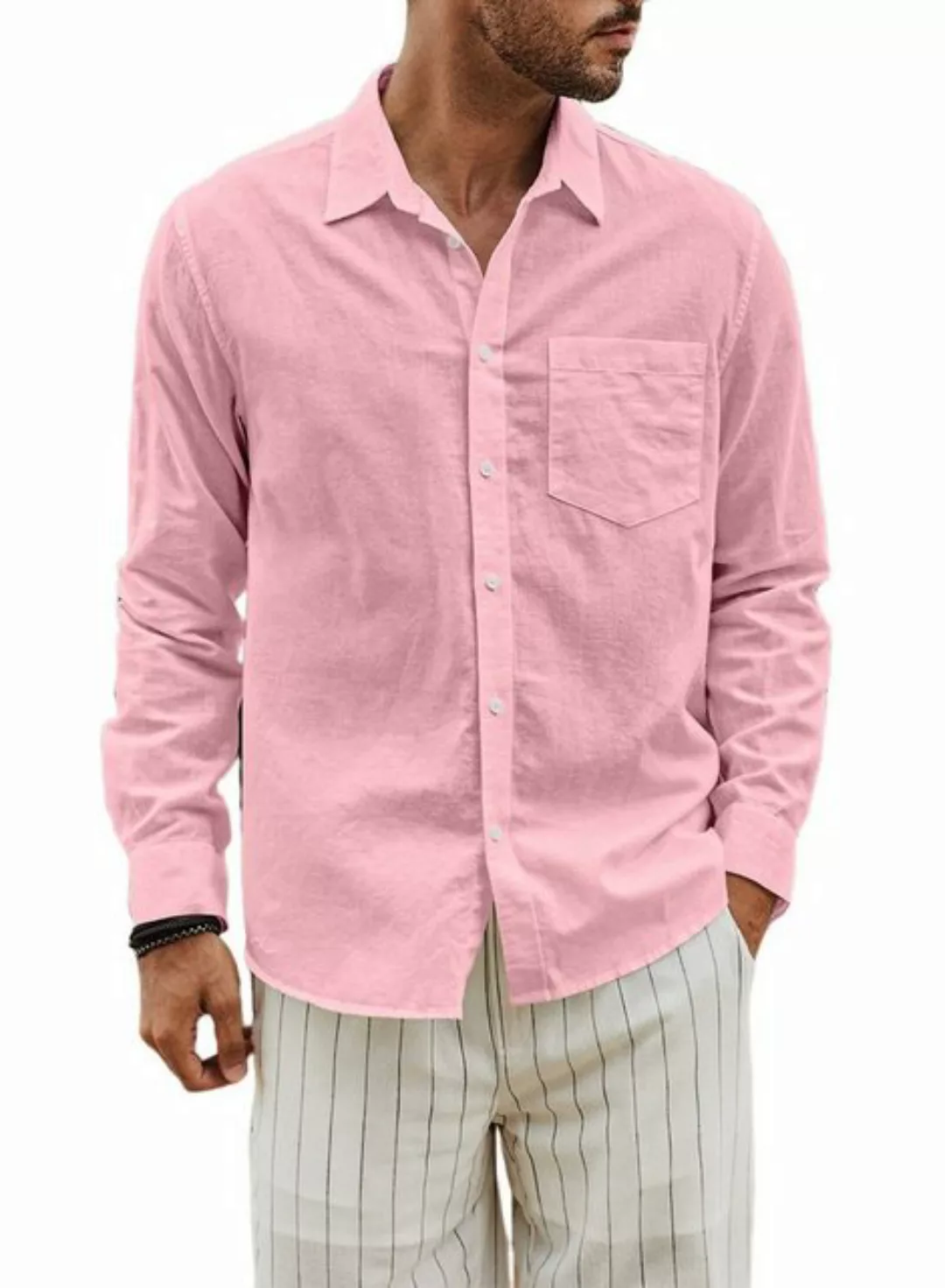 JMIERR Leinenhemd Hemd Herren Leinenhemd Langarm Business Shirts Baumwolle günstig online kaufen
