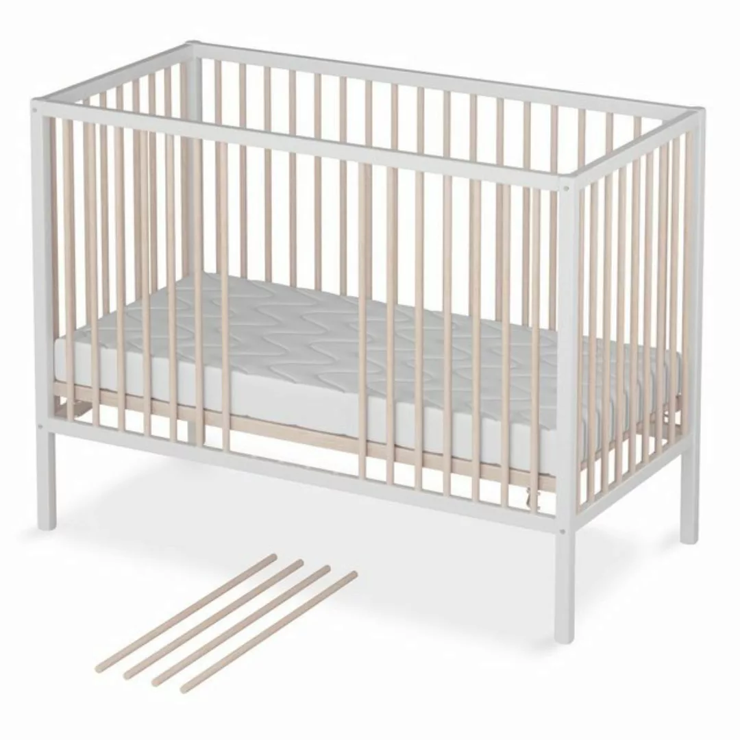 Sämann Babybett Babybett Sleepy 60x120 cm Matratze BASIC Delight, weiß/natu günstig online kaufen